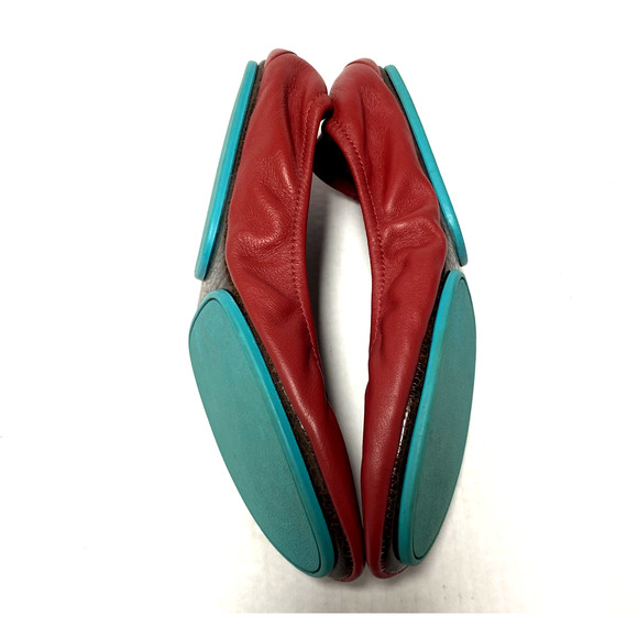 Tieks Ballet Flat Leather Round Toe Slip On Foldable Cardinal Red 9 - Picture 10 of 15